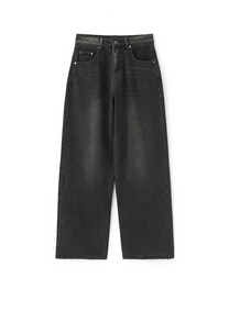 Signature Wide Denim Pants Washed (Black)