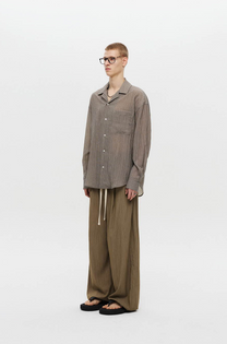 Summer One-Tuck Wide Pants (Beige)
