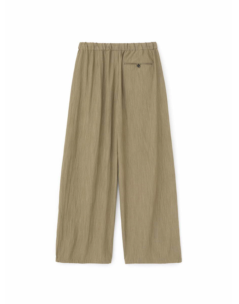 Summer One-Tuck Wide Pants (Beige)