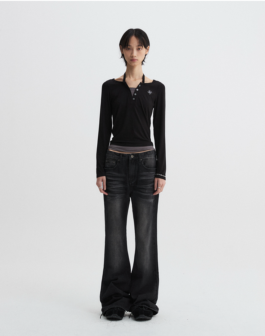 Layered Henley Black (FEMALE)