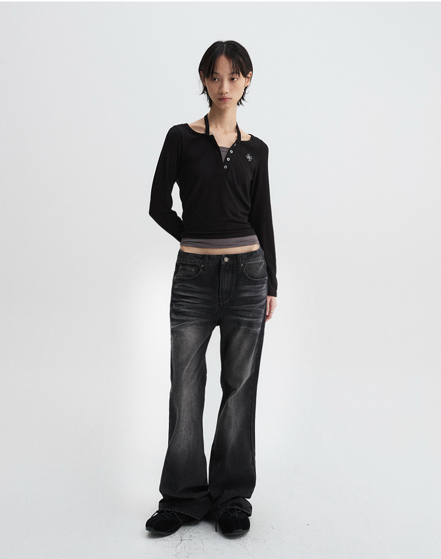 Layered Henley Black (FEMALE)