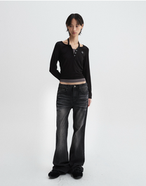 Layered Henley Black (FEMALE)