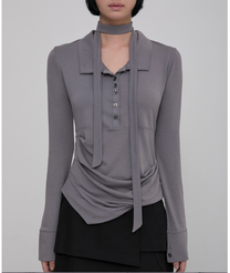 Asymmetrical Draped Hoodie Grey