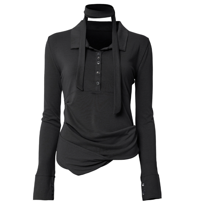 Asymmetrical Draped Hoodie Black