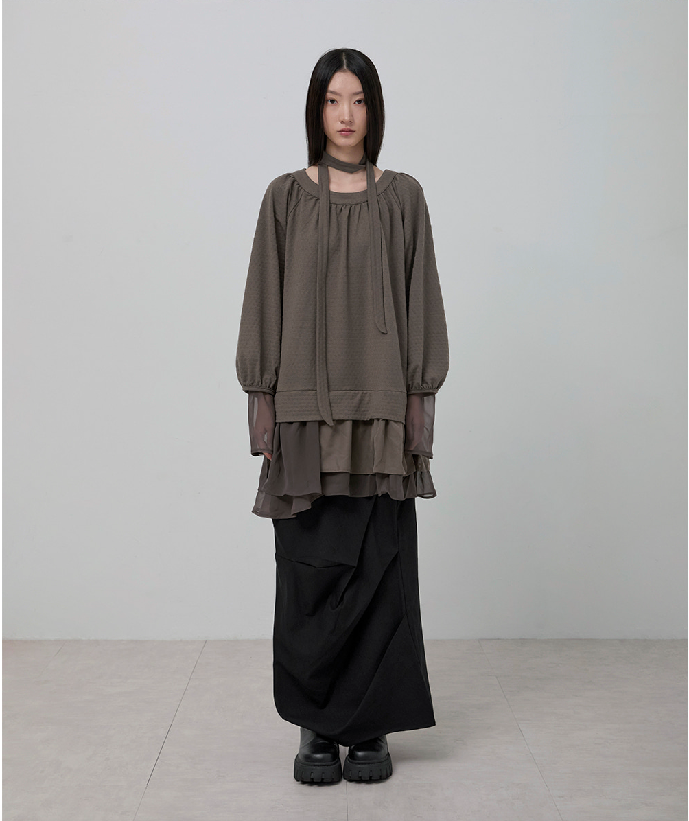 3-Layered Scarf Long Sleeve (Brown)