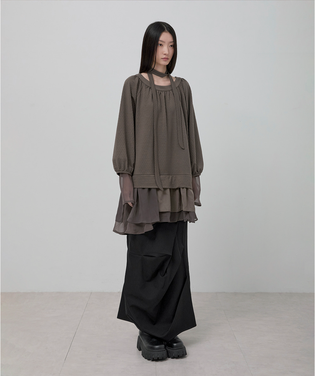 3-Layered Scarf Long Sleeve (Brown)