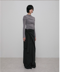 Layered Wrap Trousers (Black)