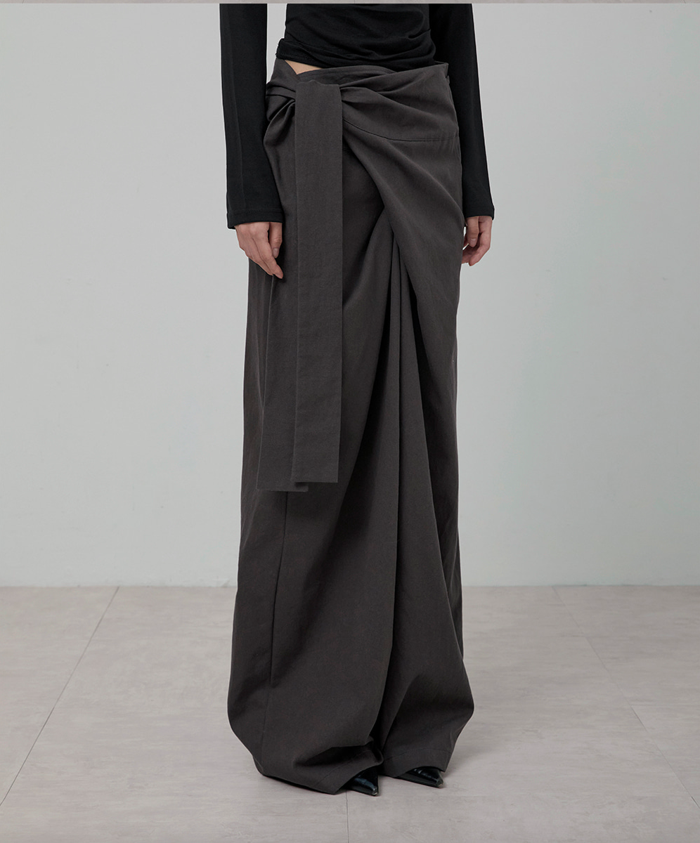 Layered Wrap Trousers (Charcoal)