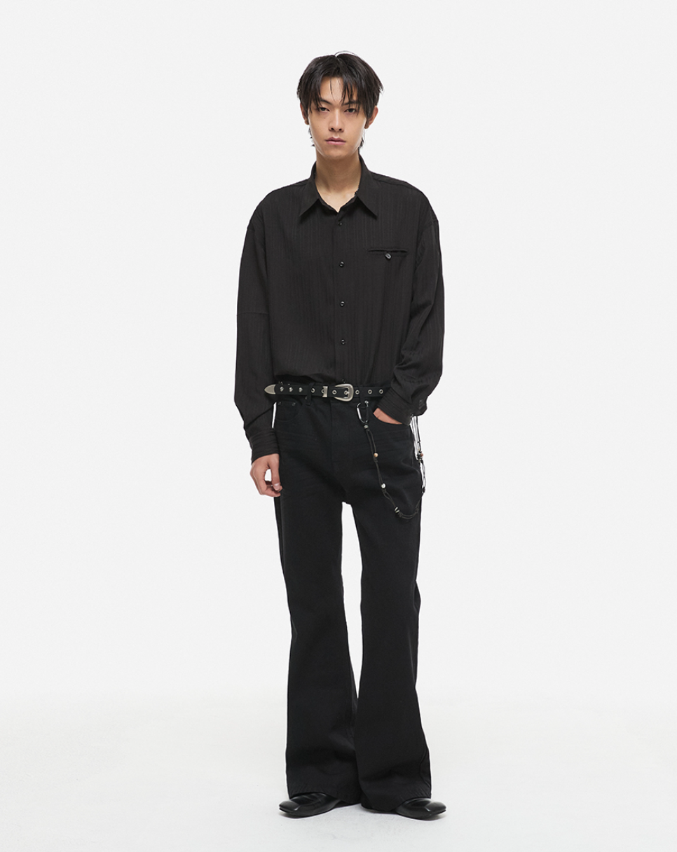 Slavic Striped Shirt Black