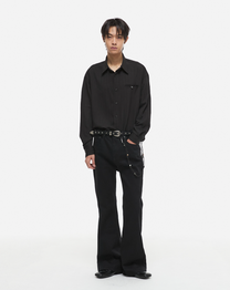 Slavic Striped Shirt Black