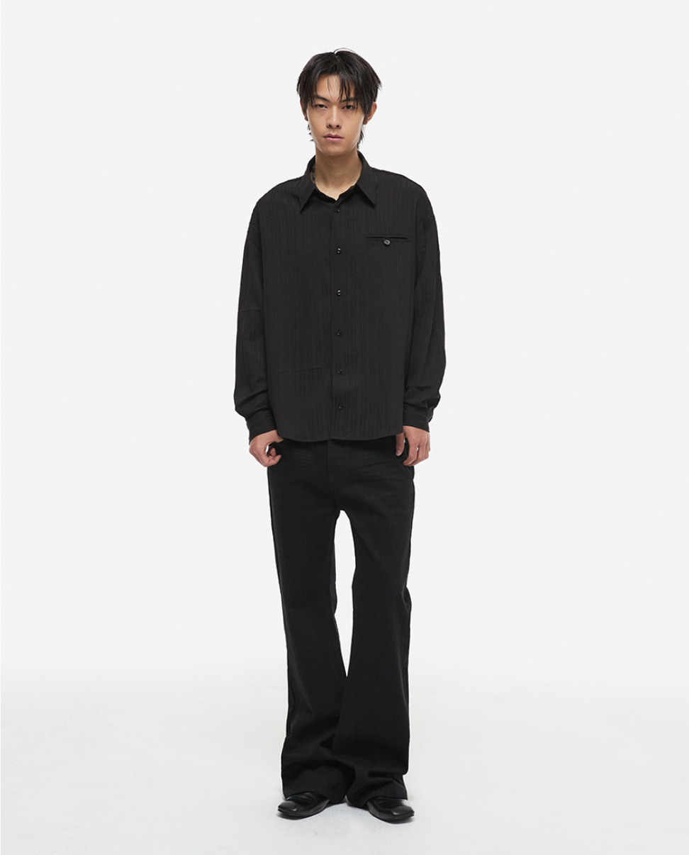 Slavic Striped Shirt Black