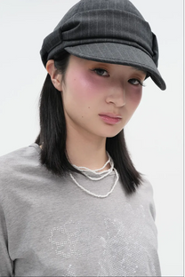Striped Belted Cap [Charcoal]