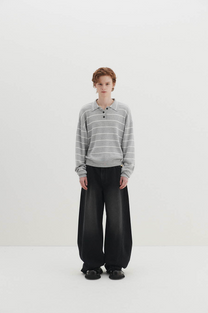 Curved Denim Pants (Black)
