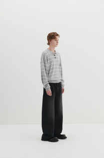 Curved Denim Pants (Black)