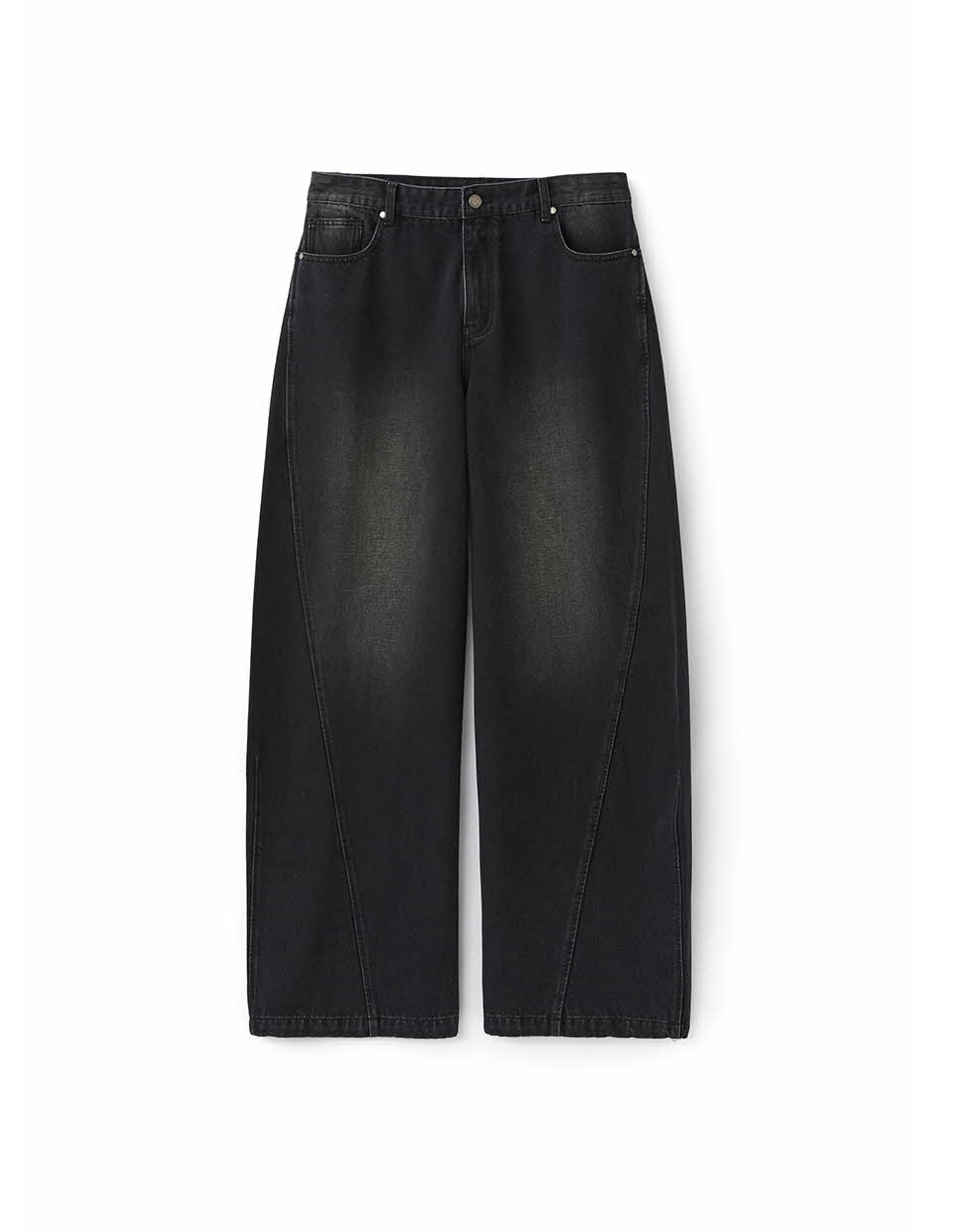 Curved Denim Pants (Black)