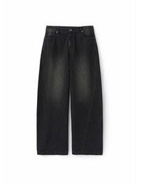 Curved Denim Pants (Black)