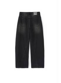 Curved Denim Pants (Black)