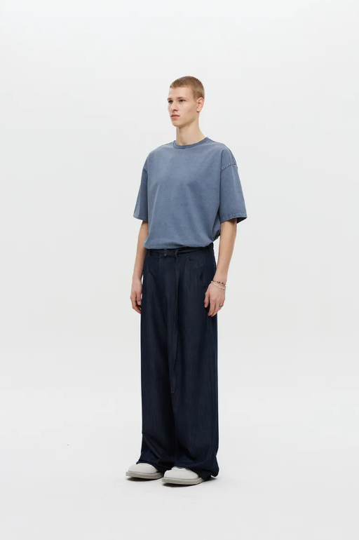 Belted Drape Slacks (Black)