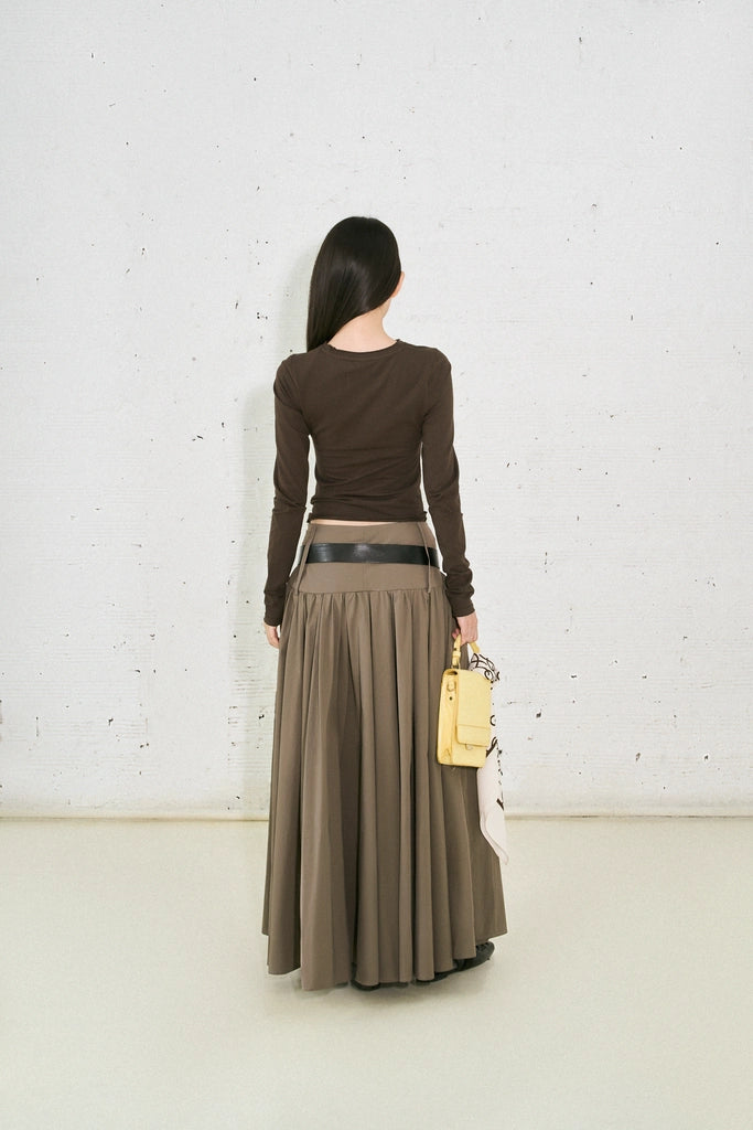 Nylon Belt Skirt (Brown)