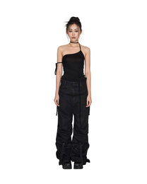 Washed Black Drape Jeans