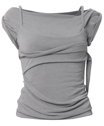 Layered Bustier T-Shirt (Gray)