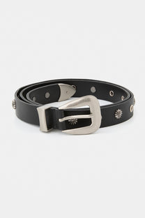 Cowhide Concho Eyelet Belt Black