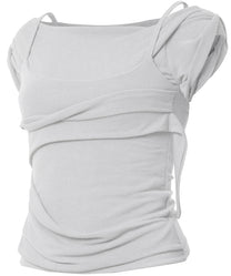 Layered Bustier T-Shirt (Cloud White)