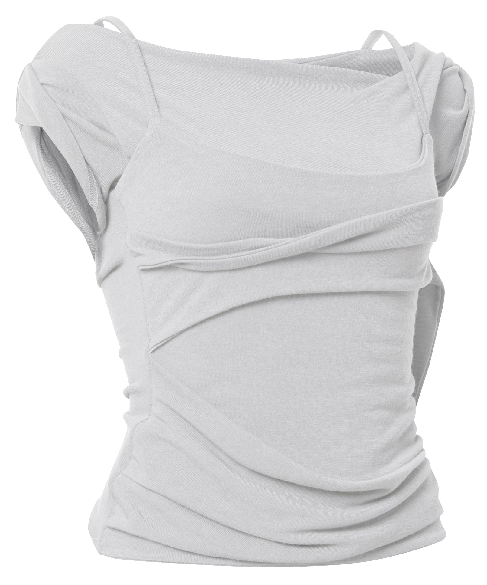 Layered Bustier T-Shirt (Cloud White)