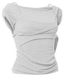 Layered Bustier T-Shirt (Cloud White)