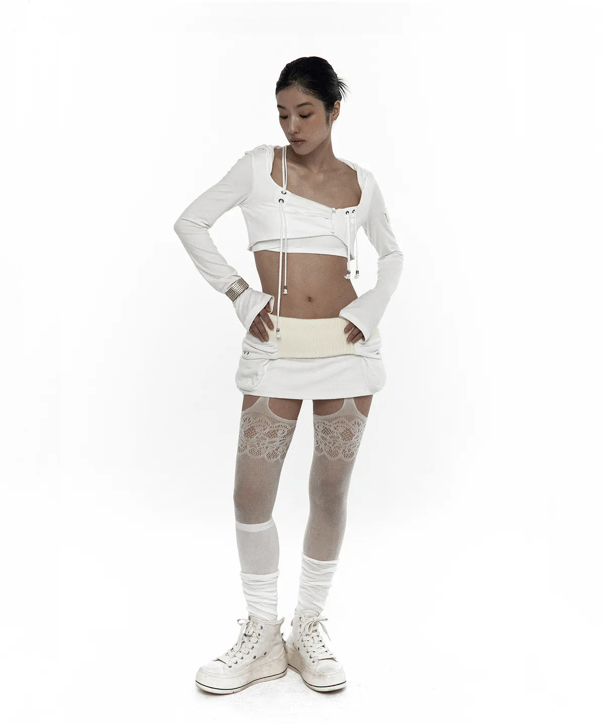Knit Micro Skirt Ivory