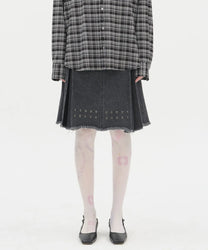 Stud Denim Panel Skirt
