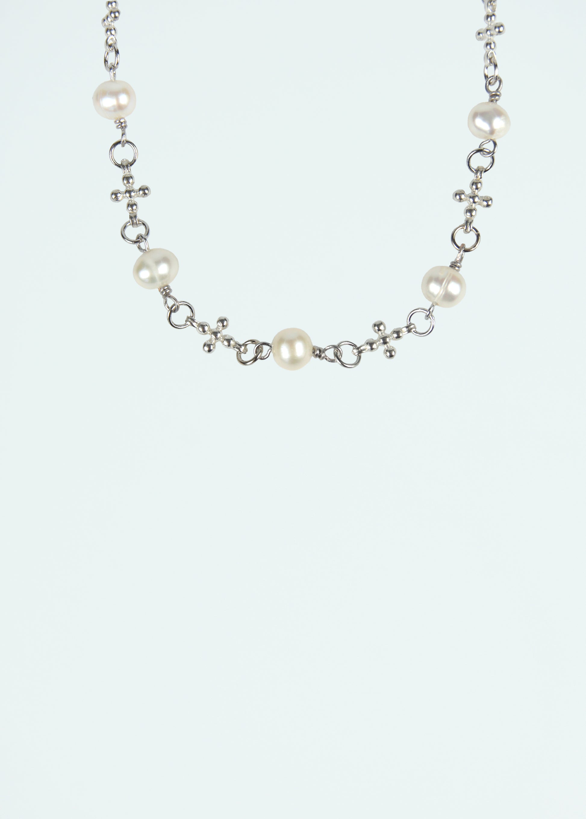 Plus Pearl Silver Necklace