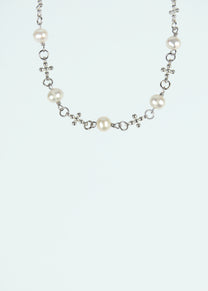Plus Pearl Silver Necklace