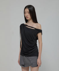Braided Drape One-Shoulder Top
