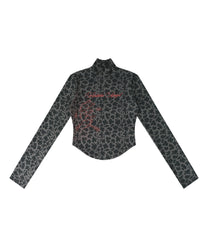 Leopard Highneck Mesh Top