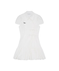 Puff Preppy Mini Dress (White)