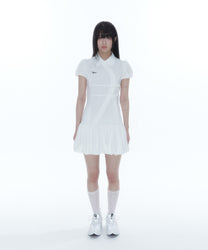 Puff Preppy Mini Dress (White)