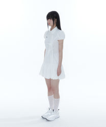Puff Preppy Mini Dress (White)