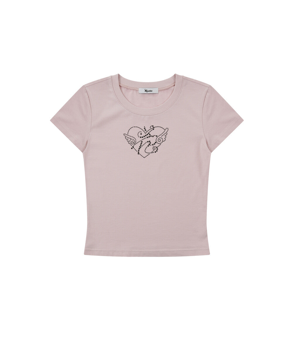 Flower Heart Baby Tee (Pink)