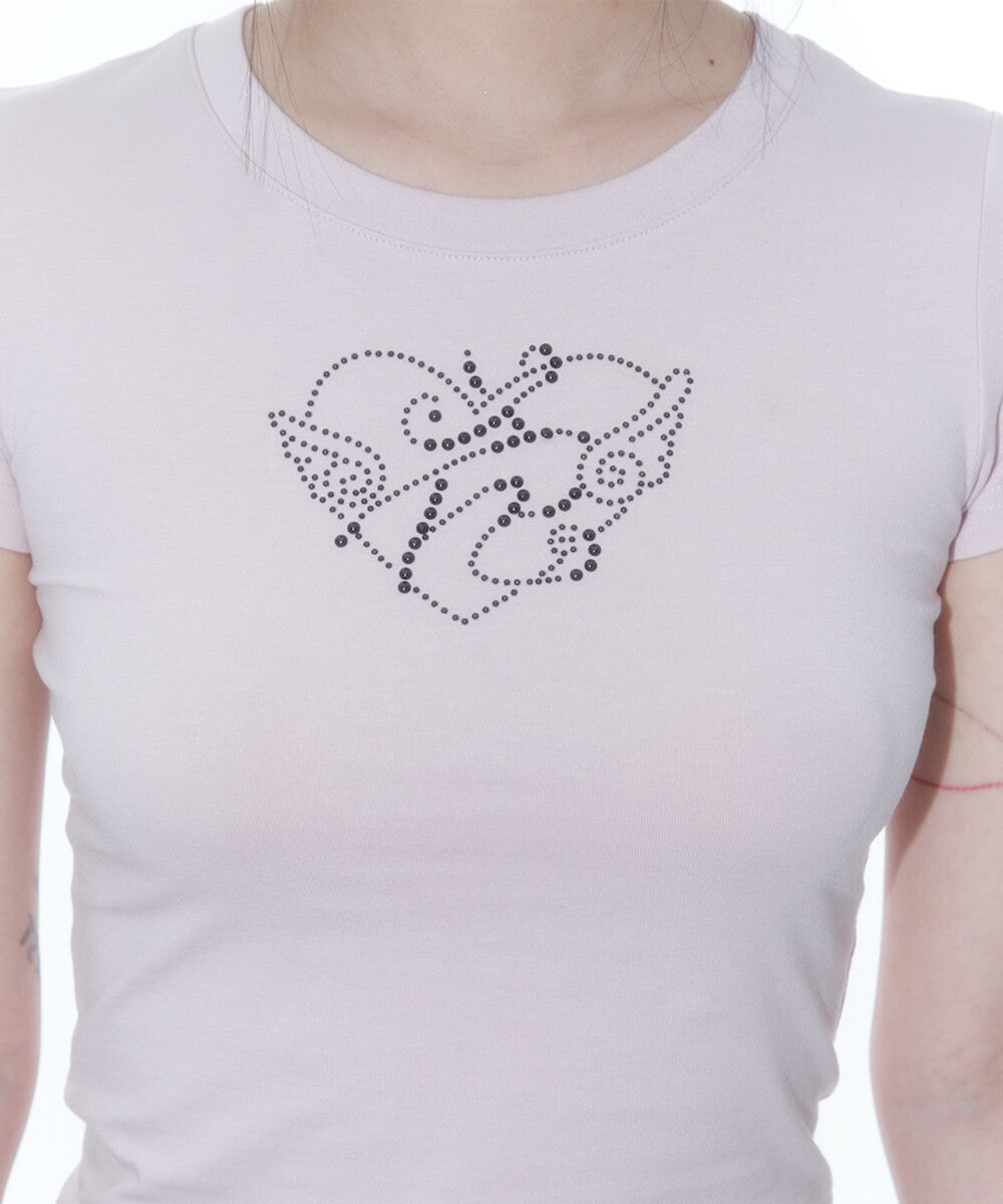 Flower Heart Baby Tee (Pink)