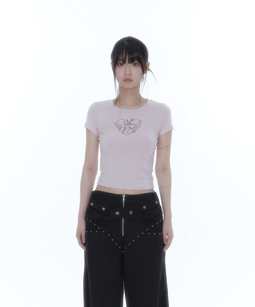 Flower Heart Baby Tee (Pink)