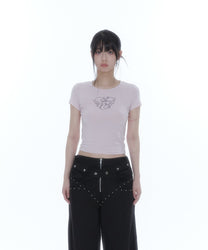Flower Heart Baby Tee (Pink)