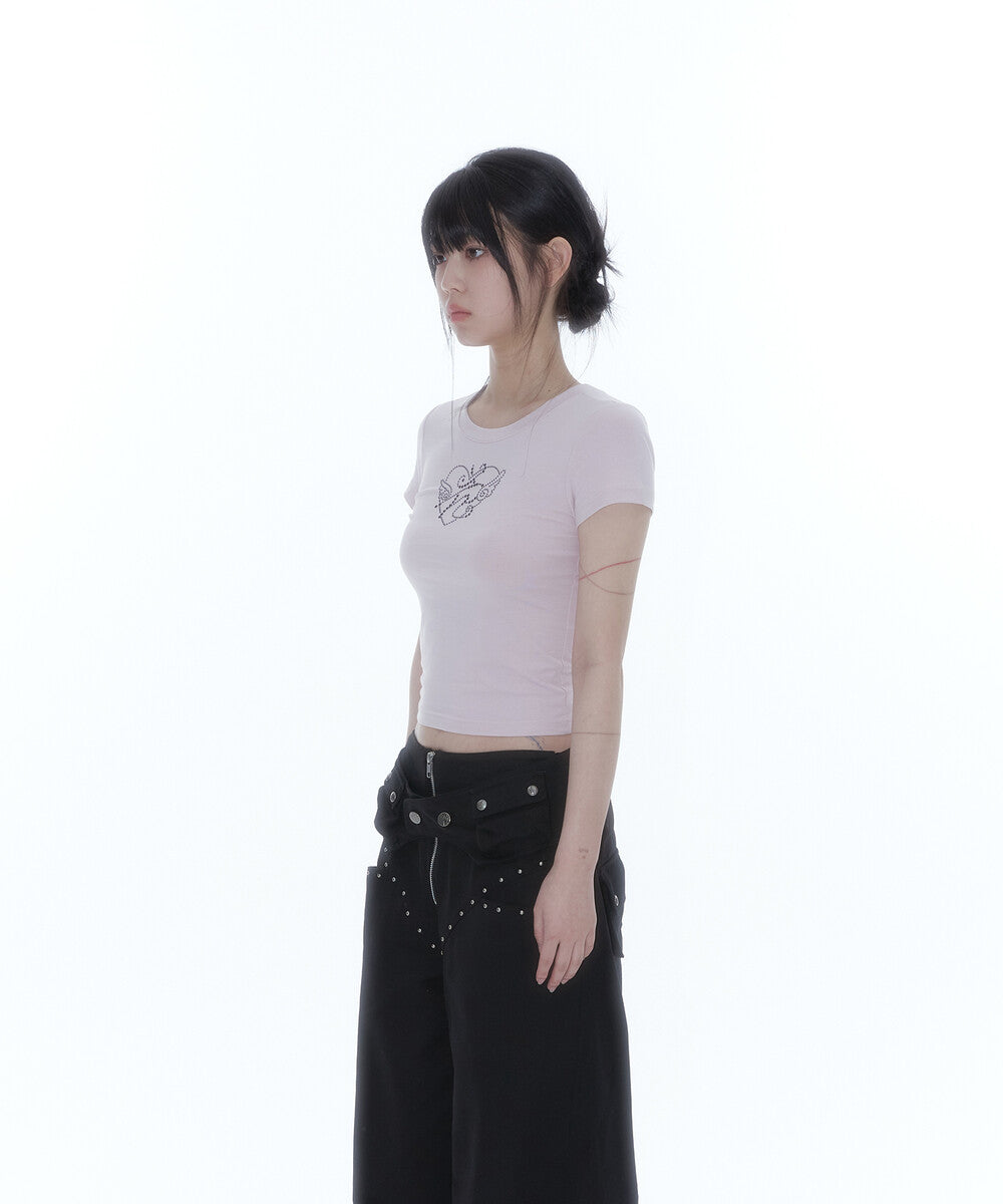Flower Heart Baby Tee (Pink)