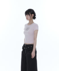 Flower Heart Baby Tee (Pink)