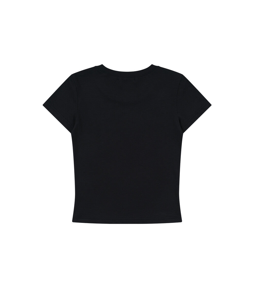 Flower Heart Baby Tee (Black)
