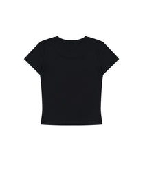 Flower Heart Baby Tee (Black)