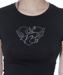 Flower Heart Baby Tee (Black)