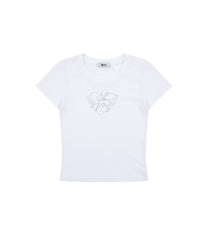 Flower Heart Baby Tee (White)