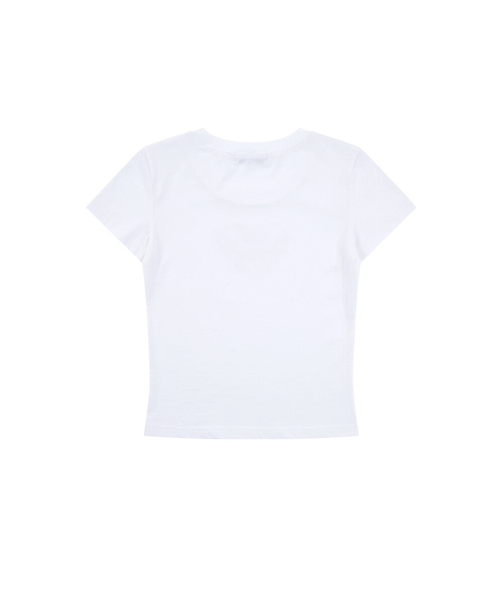 Flower Heart Baby Tee (White)