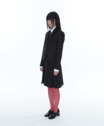 Ribbon Preppy Pleated Skirt (Black)